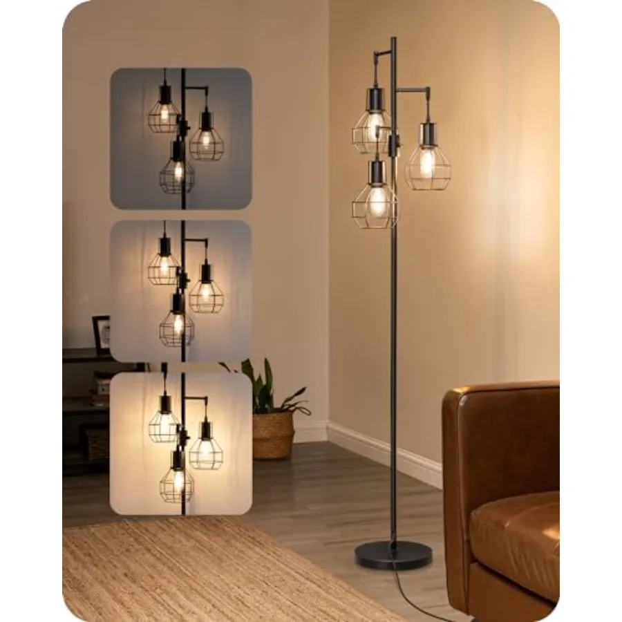 Dimmable Farmhouse Floor Lamp Industrial Standing Lamp for Living Room 3 LED Edison Bulbs Included Black Corner Rustic Tall Tre
Dimmable Farmhouse Floor Lamp Industrial Standing Lamp for Living Room 3 LED Edison Bulbs Included Black Corner Rustic Tall Tre