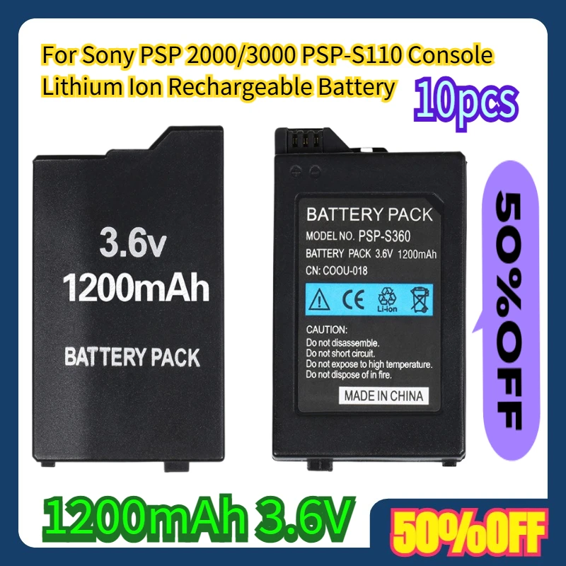10pcs For Sony PSP 2000/3000 PSP-S110 Console Lithium Ion Rechargeable Battery 1200mAh 3.6V
10pcs For Sony PSP 2000/3000 PSP-S110 Console Lithium Ion Rechargeable Battery 1200mAh 3.6V