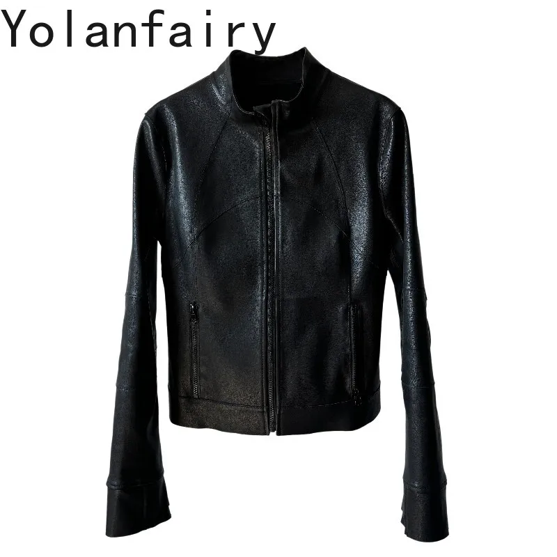 YOLANFAIRY Genuine Sheepskin Leather Jacket Women Slim Fit Stretch Leather Yoga Style Casual Real Leather Coat Jaqueta De Couro
YOLANFAIRY Genuine Sheepskin Leather Jacket Women Slim Fit Stretch Leather Yoga Style Casual Real Leather Coat Jaqueta De Couro