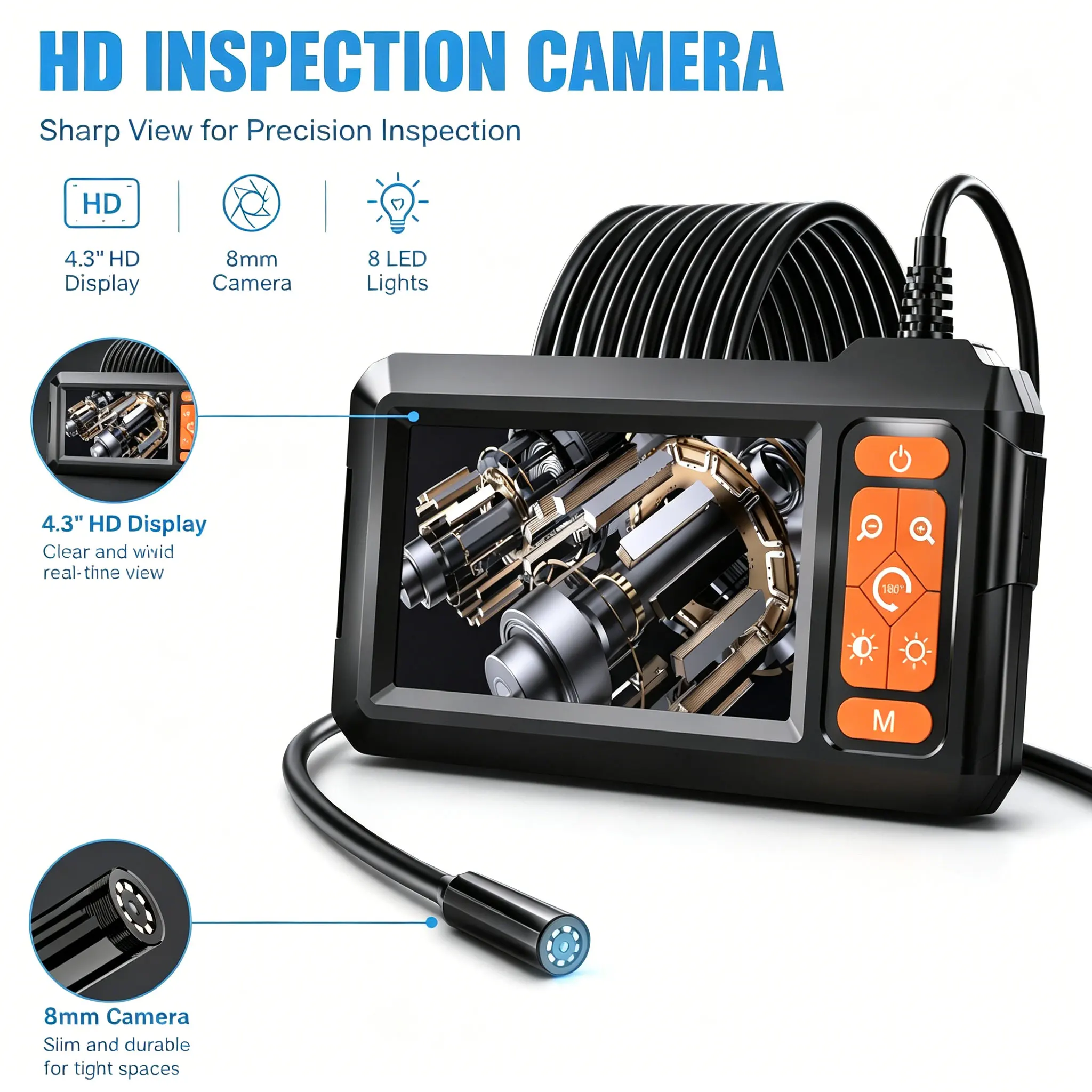AOERWEI Industrial Endoscope 4.3 Inch 1080P HD Inspection Borescope With Real Time Inspection Snake Camera For Sewer Car
AOERWEI Industrial Endoscope 4.3 Inch 1080P HD Inspection Borescope With Real Time Inspection Snake Camera For Sewer Car
