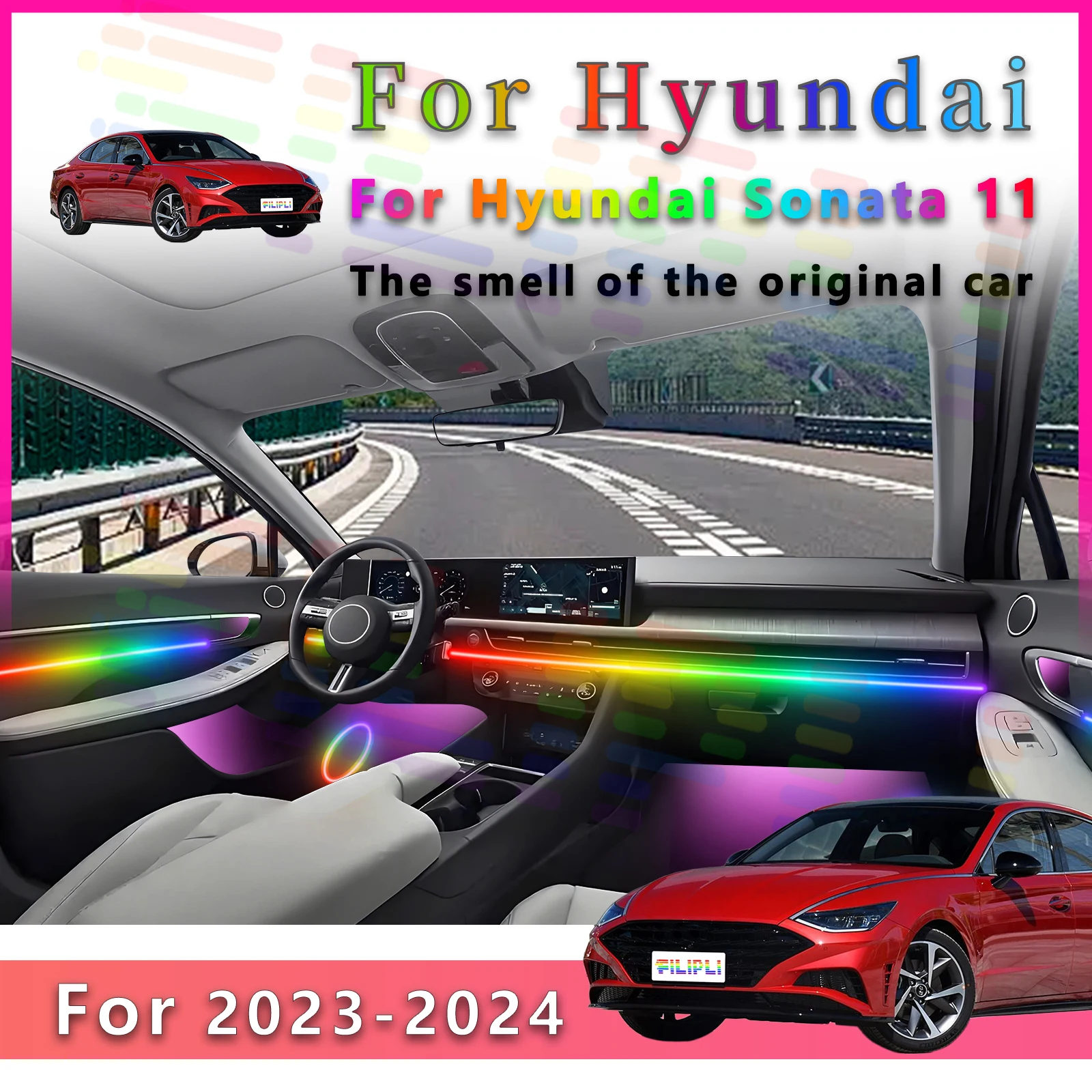 Для Hyundai Sonata 11, атмосфера интерьера автомобиля, RGB симфония, светодиодная лампа с приложением для всех цветовых комбинаций и акриловых материалов
Для Hyundai Sonata 11, атмосфера интерьера автомобиля, RGB симфония, светодиодная лампа с приложением для всех цветовых комбинаций и акриловых материалов