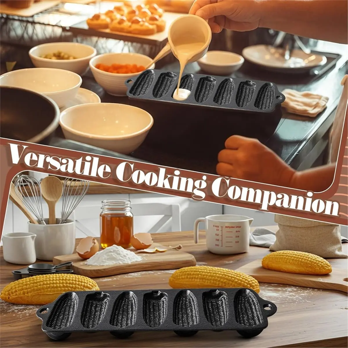 Cast Iron Corn Cob Pot, Suitable for 7-Hole Corn Bread Molds for Ovens, Stoves, Grills, and Bonfire Baking
Cast Iron Corn Cob Pot, Suitable for 7-Hole Corn Bread Molds for Ovens, Stoves, Grills, and Bonfire Baking