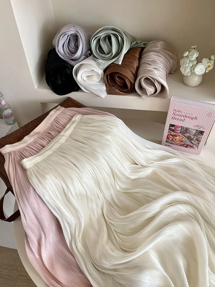 Elastic Waist Skirts for Women French Style Flowing Pearl Mesh Pleated Skirt Summer New Fashion Elegant High Waist Long Skirt
Elastic Waist Skirts for Women French Style Flowing Pearl Mesh Pleated Skirt Summer New Fashion Elegant High Waist Long Skirt
