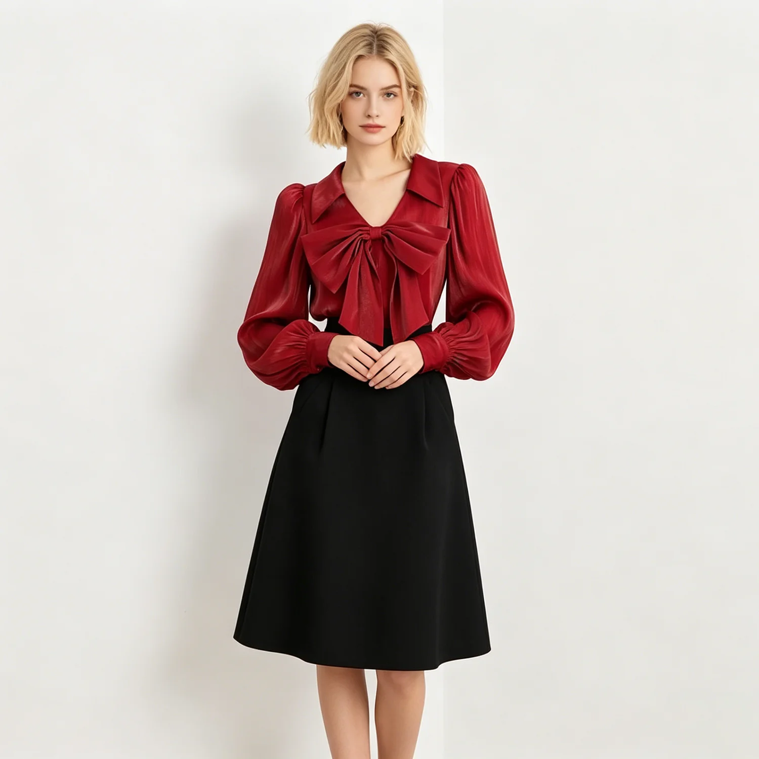 LIMO 2026 New Women's Elegant Bow Blouse Puff Sleeve V-Neck Office Shirt
LIMO 2026 New Women's Elegant Bow Blouse Puff Sleeve V-Neck Office Shirt