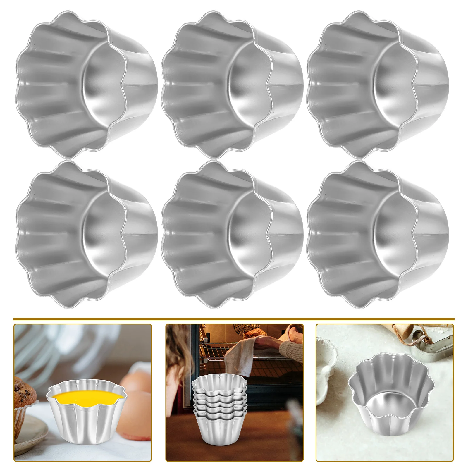 6pcs Cake Mold Aluminum Alloy Mini Jelly Cup Muffin Baking Mold Non Stick Tart Cups Washable Egg Tart Molds For Home Use
6pcs Cake Mold Aluminum Alloy Mini Jelly Cup Muffin Baking Mold Non Stick Tart Cups Washable Egg Tart Molds For Home Use