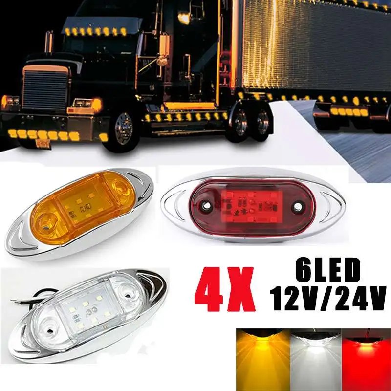 4X 12V 24V Universal 6 LED Side Marker Lights Clearance Lamp Truck Van Trailer led lights truck Red Parking Warning Light
4X 12V 24V Universal 6 LED Side Marker Lights Clearance Lamp Truck Van Trailer led lights truck Red Parking Warning Light