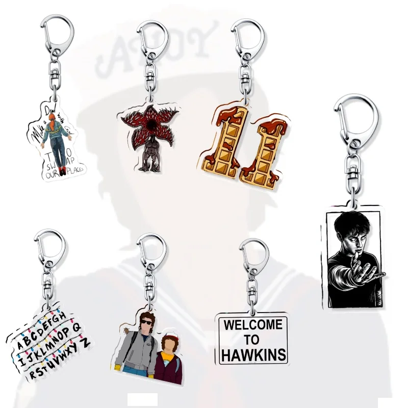 ST5 Upside Down HAWKINS Mike Will Max 11 Acrylic Keychain Jewelry Fans Key Chain Creativity Friends Gift Bag Charms Souvenir
ST5 Upside Down HAWKINS Mike Will Max 11 Acrylic Keychain Jewelry Fans Key Chain Creativity Friends Gift Bag Charms Souvenir