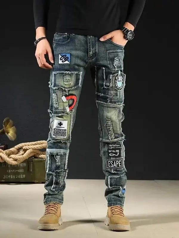 2026 Spring New Style Men's Slim Fit Jeans Embroidered Patch Straight Leg Elastic Casual Long Trousers Youth Wear Denim Jeans
2026 Spring New Style Men's Slim Fit Jeans Embroidered Patch Straight Leg Elastic Casual Long Trousers Youth Wear Denim Jeans