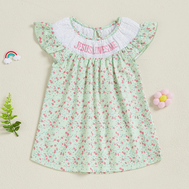 Listenwind Toddler Baby Girls Dress Floral Print Letter Embroidery Round Neck Fly Sleeve Casual Dress Sweet Summer Dress
Listenwind Toddler Baby Girls Dress Floral Print Letter Embroidery Round Neck Fly Sleeve Casual Dress Sweet Summer Dress