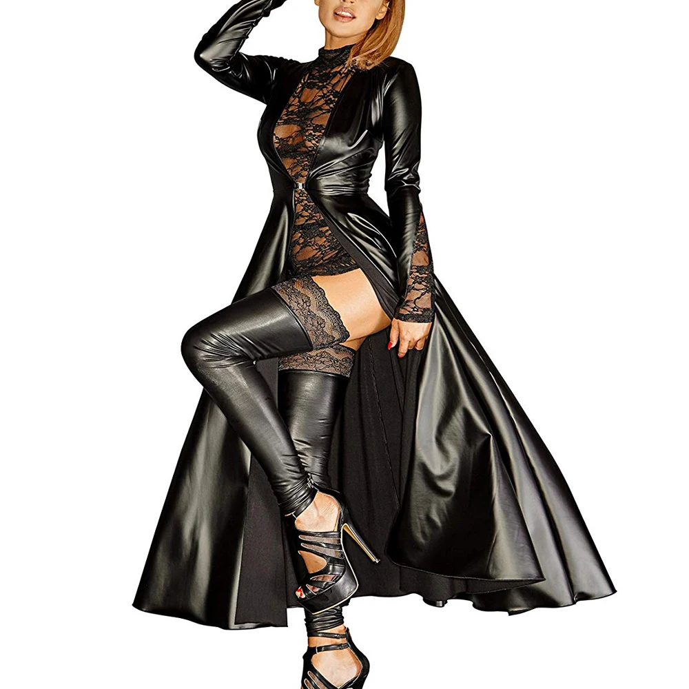 Women Sexy Wet Look Leather Matrix Trench Long Coat Jacket Cloak Clubwear Holloween Costume Capes Ponchos
Women Sexy Wet Look Leather Matrix Trench Long Coat Jacket Cloak Clubwear Holloween Costume Capes Ponchos