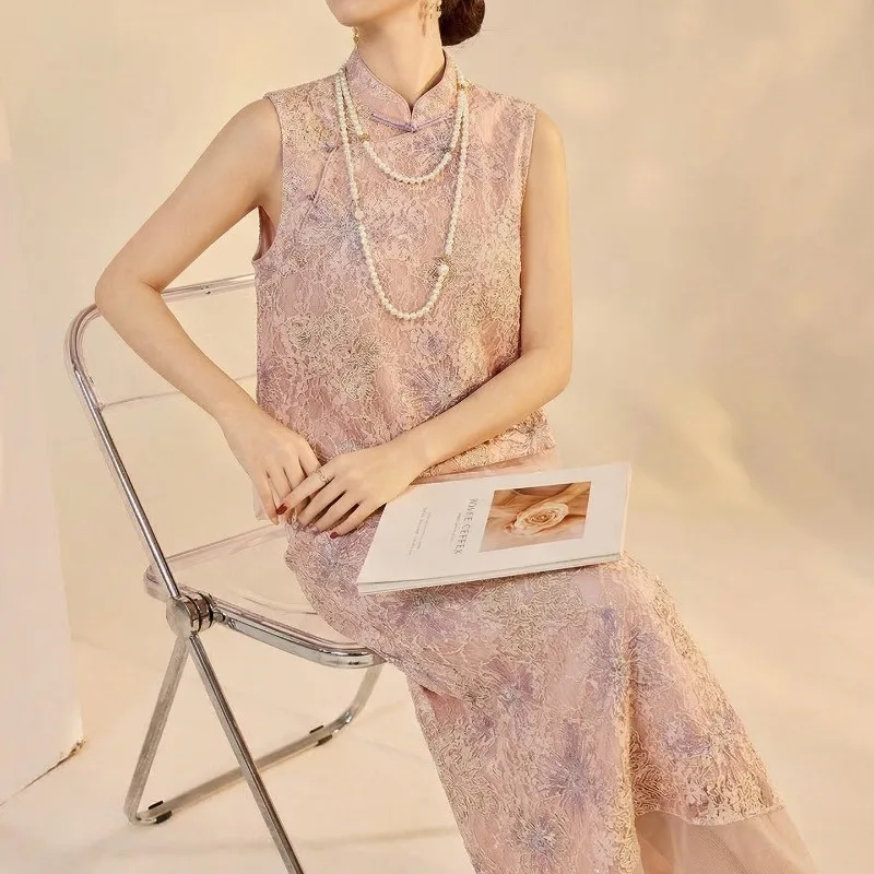 New Women Eleegant Summer Pink Purple Embroidered Vest Skirt 2piece Set
New Women Eleegant Summer Pink Purple Embroidered Vest Skirt 2piece Set