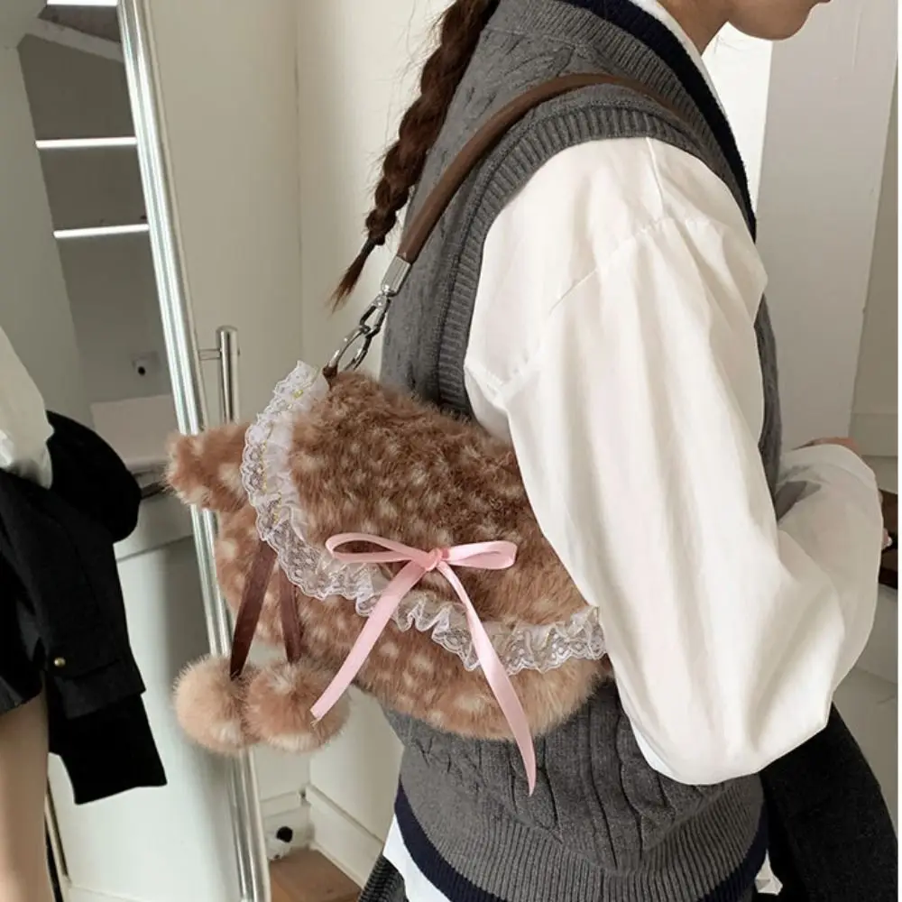 Креативная кружевная сумка через плечо с пятнистым оленем и бантом Y2k, сумка через плечо, милая мультяшная меховая сумка, осень-зима
Креативная кружевная сумка через плечо с пятнистым оленем и бантом Y2k, сумка через плечо, милая мультяшная меховая сумка, осень-зима