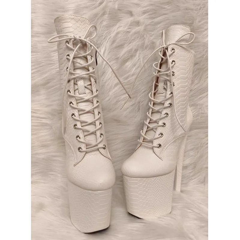 20CM Ankle Boots White Python Pattern Women High Heels Side Zipper Lace-up Thick Platform Short Boots Round toe Women Shoes
20CM Ankle Boots White Python Pattern Women High Heels Side Zipper Lace-up Thick Platform Short Boots Round toe Women Shoes