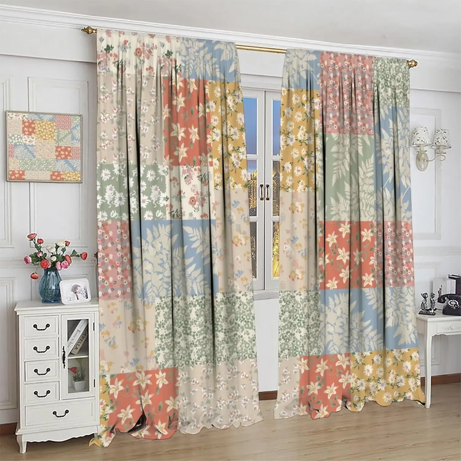 Patchwork Boho Curtains,Farmhouse Vintage Floral Rose Pattern Decor Rod Pocket Window Drapes for Bedroom Living Room Kitchen
Patchwork Boho Curtains,Farmhouse Vintage Floral Rose Pattern Decor Rod Pocket Window Drapes for Bedroom Living Room Kitchen