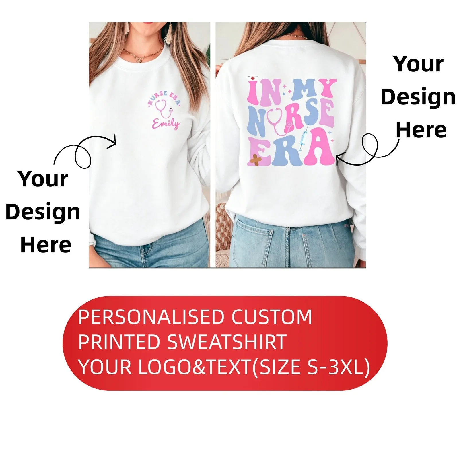 Custom Nurse Sweatshirt Add Your Design Registered Nurse Sweater Gift for Nurse
Custom Nurse Sweatshirt Add Your Design Registered Nurse Sweater Gift for Nurse