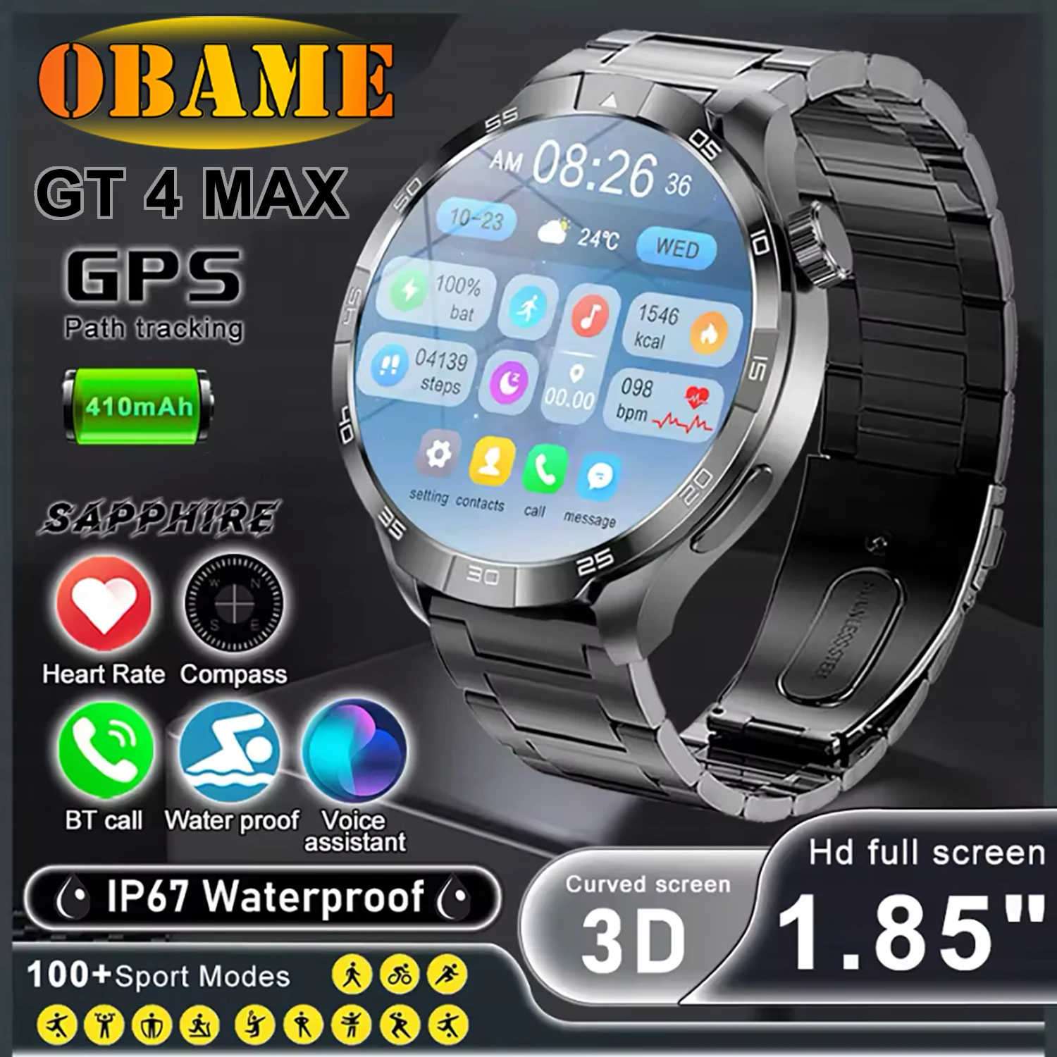 2025 GT4 MAX Smart Watch Men 1.85-inch Big Screen SmartWatch GPS Navigate NFC Compass Heart rate Blood oxygen Sports Smartwatch
2025 GT4 MAX Smart Watch Men 1.85-inch Big Screen SmartWatch GPS Navigate NFC Compass Heart rate Blood oxygen Sports Smartwatch