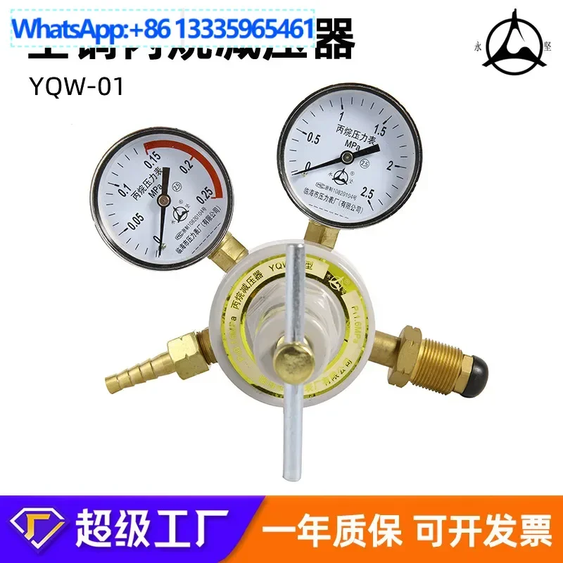 YQW-01 Propane Pressure Reducer Propane Meter Pressure Reducing Valve Linhai Pressure Meter Factory Yongjian Gas Meter All Coppe
YQW-01 Propane Pressure Reducer Propane Meter Pressure Reducing Valve Linhai Pressure Meter Factory Yongjian Gas Meter All Coppe