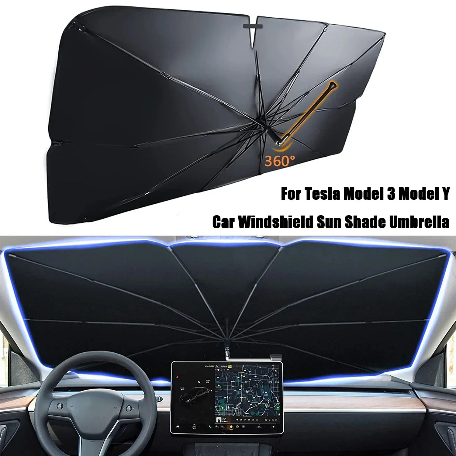 Works For the Tesla Model3/YFolding car sunshade windshield Umbrella - reflective UV block, sunshade protection
Works For the Tesla Model3/YFolding car sunshade windshield Umbrella - reflective UV block, sunshade protection