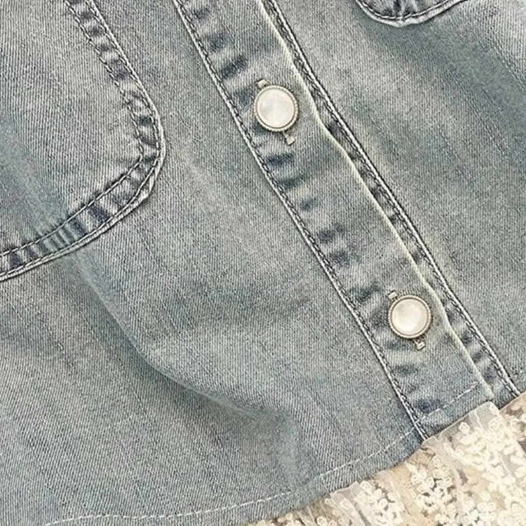 Women's Light Blue Lace Splicing Vest Loose Casual Versatile Denim Jacket Sweet Summer Thin Style Upper Body
Women's Light Blue Lace Splicing Vest Loose Casual Versatile Denim Jacket Sweet Summer Thin Style Upper Body