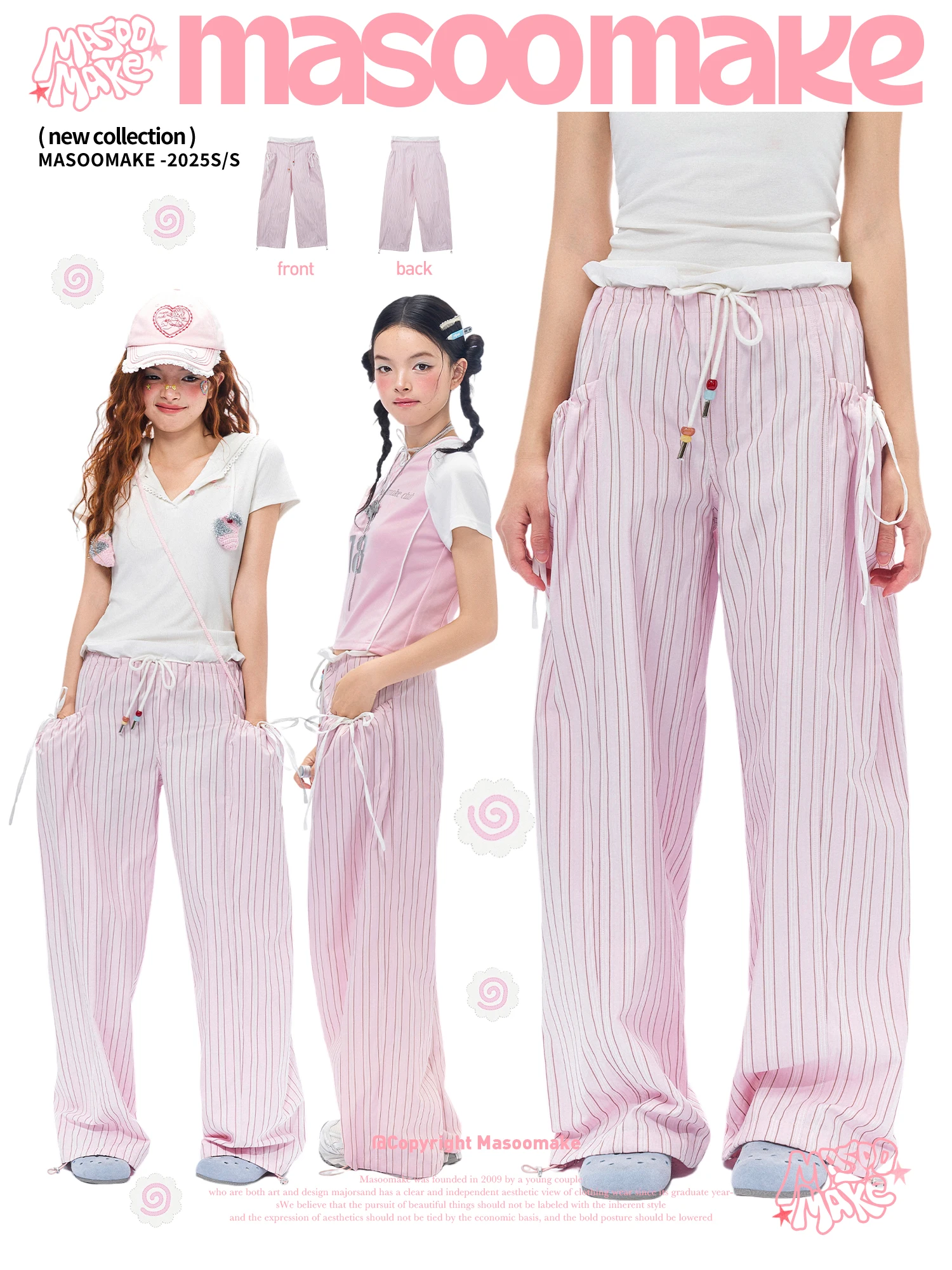 Pink Striped Casual Pants Loose Fit Sporty Wide Leg Long MASOOMAKE Summer Versatile Casual Trousers Korean Style Straight Leg
Pink Striped Casual Pants Loose Fit Sporty Wide Leg Long MASOOMAKE Summer Versatile Casual Trousers Korean Style Straight Leg
