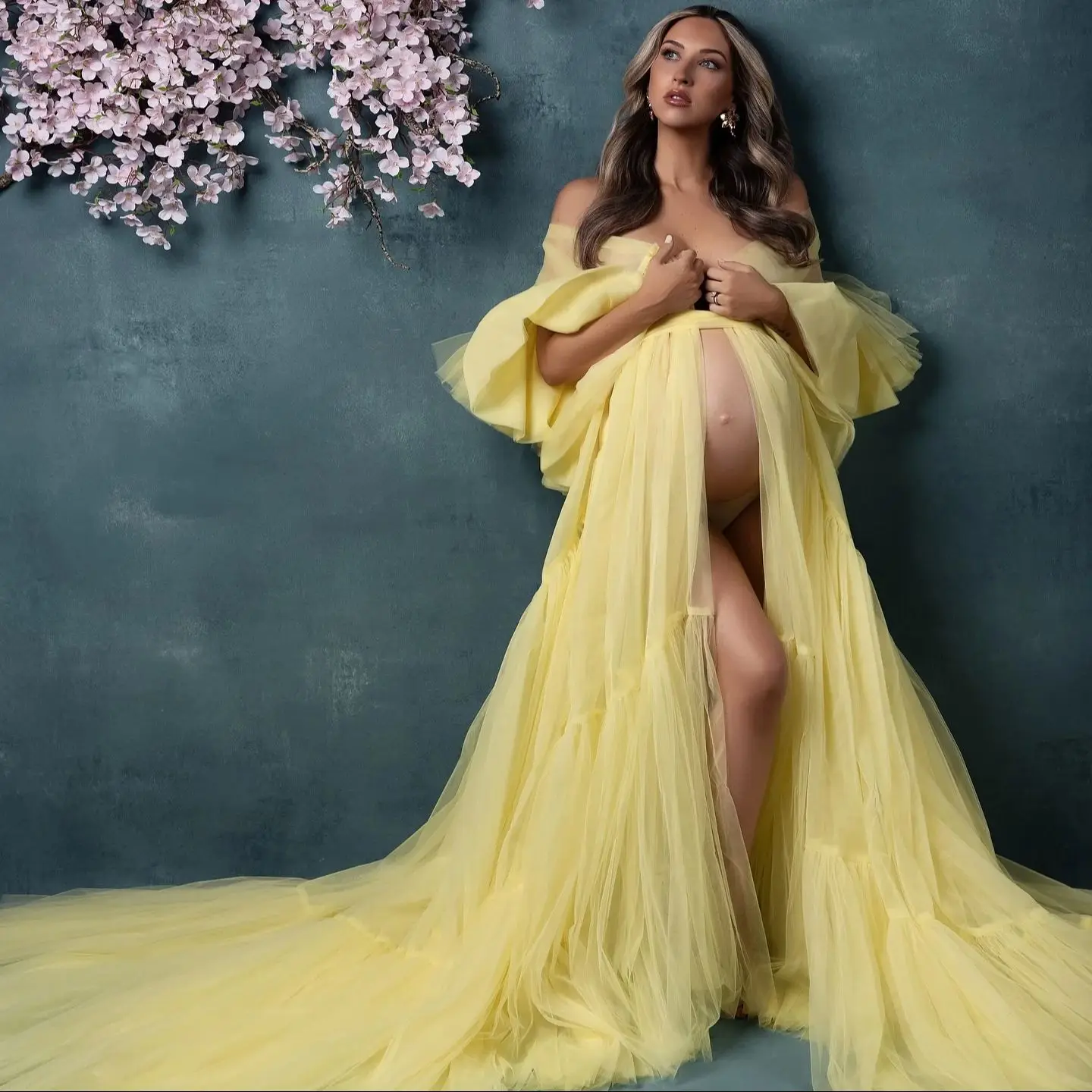 Yellow Prom Dresses Women Elegant Tulle Long Maternity Photoshoot Dress Customized Tiered Boho vestido de novia Party Dress
Yellow Prom Dresses Women Elegant Tulle Long Maternity Photoshoot Dress Customized Tiered Boho vestido de novia Party Dress