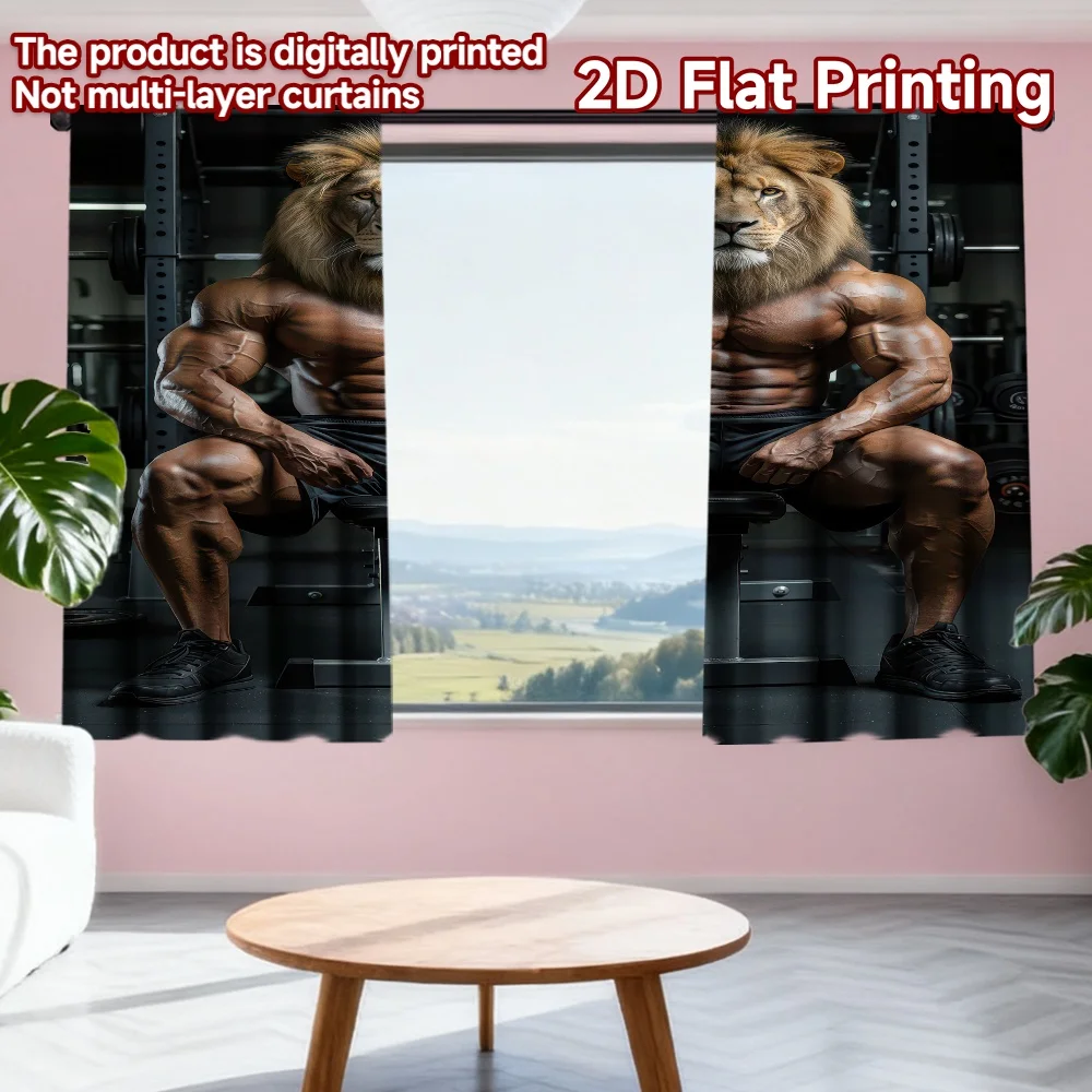 2D flat printing 2pcs Window Curtains Lion Bodybuilder in Gym Digital Printed Polyester Drapes All Season Party & Holiday Decor
2D flat printing 2pcs Window Curtains Lion Bodybuilder in Gym Digital Printed Polyester Drapes All Season Party & Holiday Decor