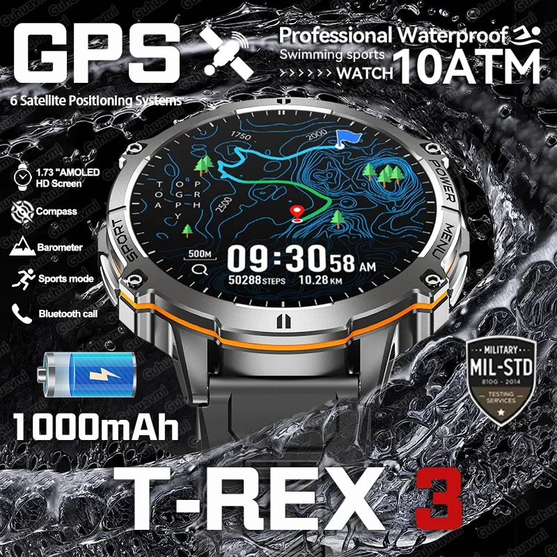 X3 T-Rex 3 Military GPS Smart Watch 1.73” AMOLED Screen 1000mAh Battery Waterproof Compass Altimeter Bluetooth Call Sports Watch
X3 T-Rex 3 Military GPS Smart Watch 1.73” AMOLED Screen 1000mAh Battery Waterproof Compass Altimeter Bluetooth Call Sports Watch