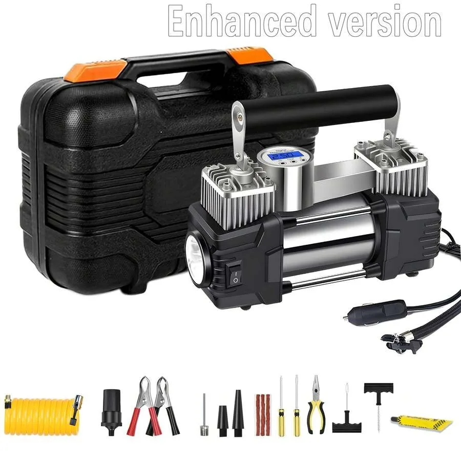 Digital Display Type Car Tire Inflation Pump, Tool Kit Equipped With Tire Repair Kit, Air Compressor, Auto Stop Function, With
Digital Display Type Car Tire Inflation Pump, Tool Kit Equipped With Tire Repair Kit, Air Compressor, Auto Stop Function, With