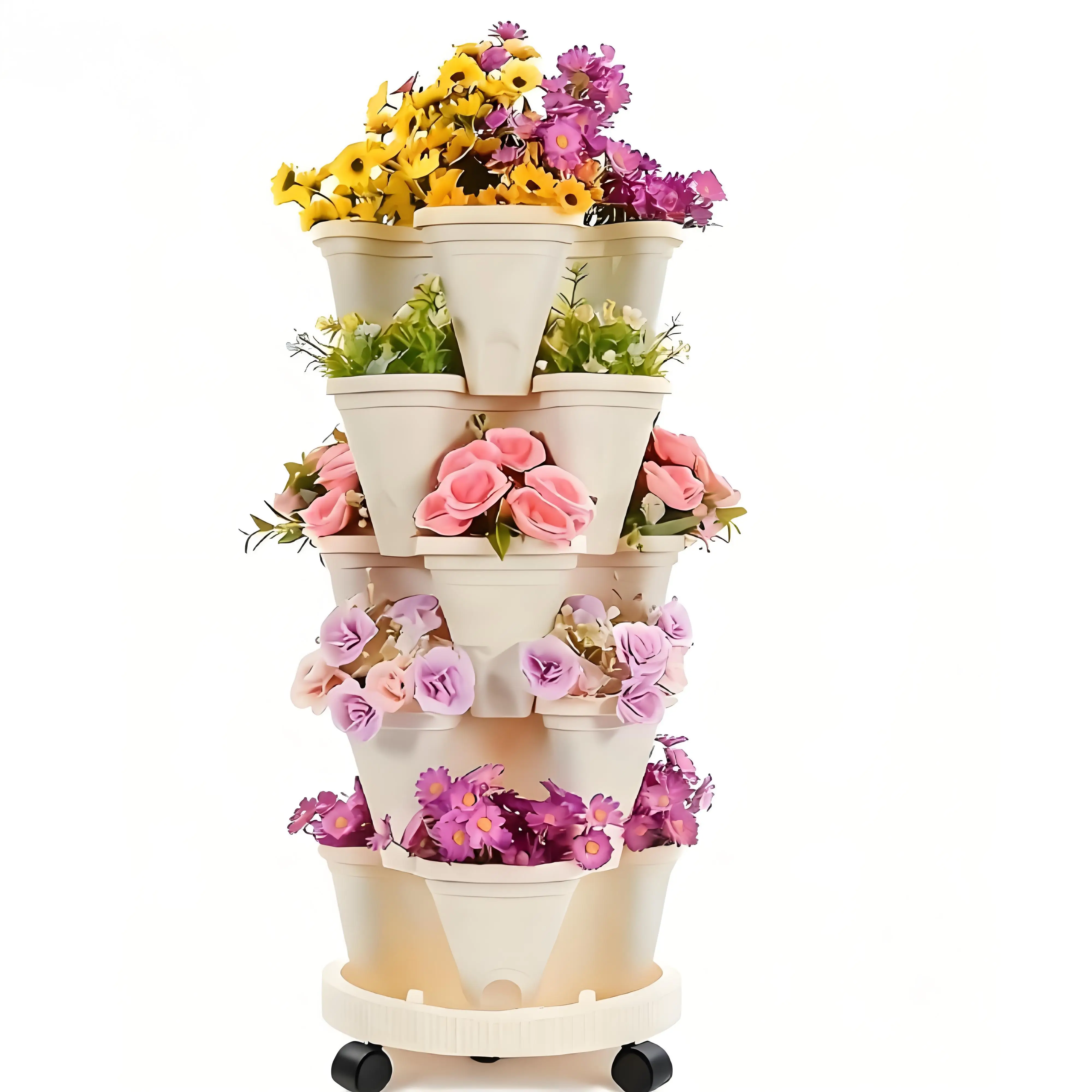 5-уровневый штабелируемый вертикальный садовый горшок, 16 шт. — колеса и дренажные коврики, прочный пластик для внутренних и уличных цветов, трав, овощей
5-уровневый штабелируемый вертикальный садовый горшок, 16 шт. — колеса и дренажные коврики, прочный пластик для внутренних и уличных цветов, трав, овощей
