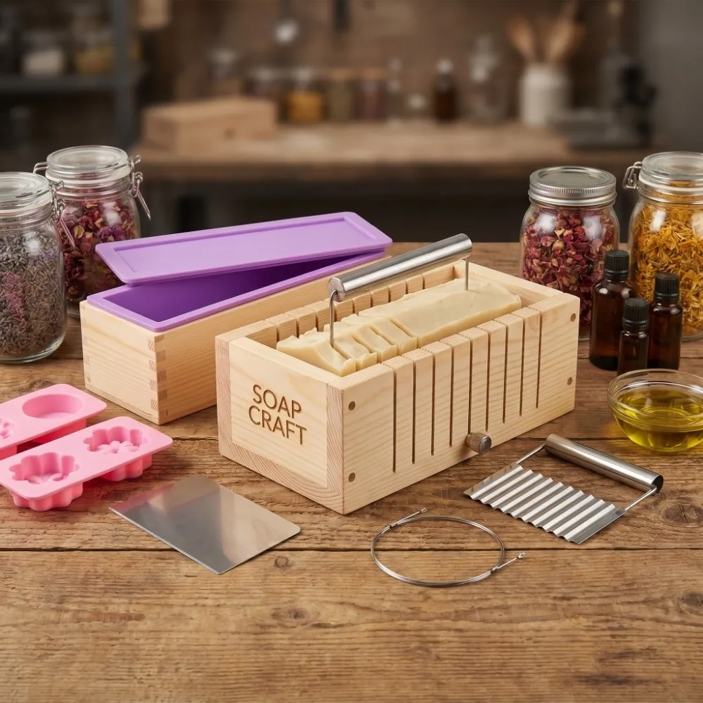9pcs Wood Handle Soap Cutter Kit Silicone Straight Cutting Soap Mold Set Wavy Cutting Reusable Wooden Loaf Mold Home Workshop
9pcs Wood Handle Soap Cutter Kit Silicone Straight Cutting Soap Mold Set Wavy Cutting Reusable Wooden Loaf Mold Home Workshop
