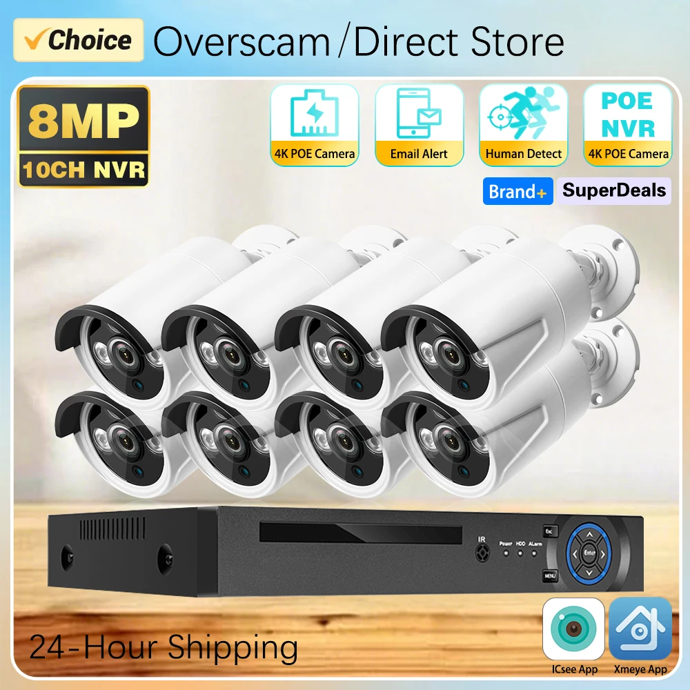 10CH 8MP 4K POE NVR Kit Security IP Camera System Audio H.265 IP AI Smart Home Outdoor Indoor P2P CCTV Video Surveillance Set
10CH 8MP 4K POE NVR Kit Security IP Camera System Audio H.265 IP AI Smart Home Outdoor Indoor P2P CCTV Video Surveillance Set