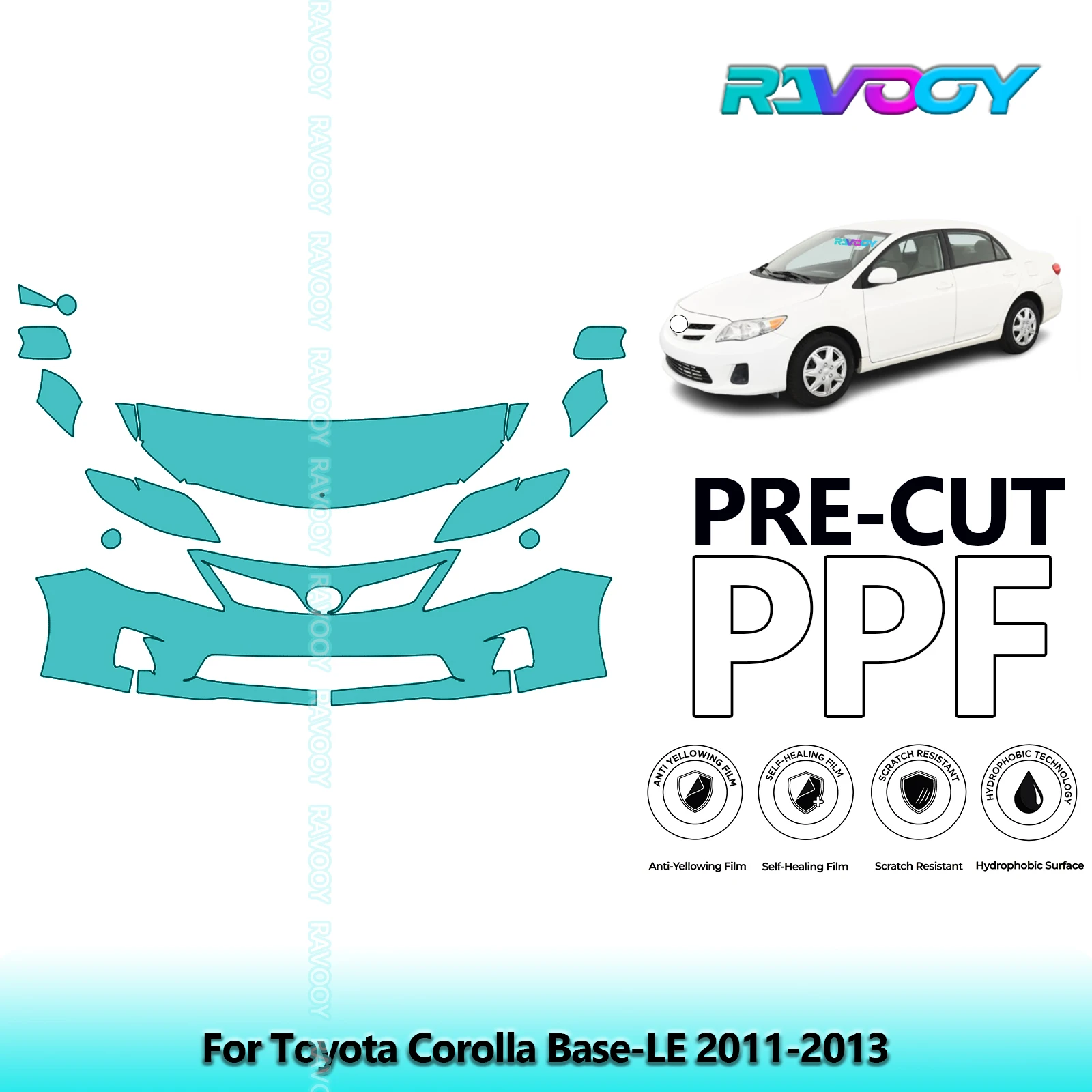 8.5Mil Precut Paint Protection Film PPF Clear Bra Front Kit For Toyota Corolla Base-LE 2011-2013
8.5Mil Precut Paint Protection Film PPF Clear Bra Front Kit For Toyota Corolla Base-LE 2011-2013
