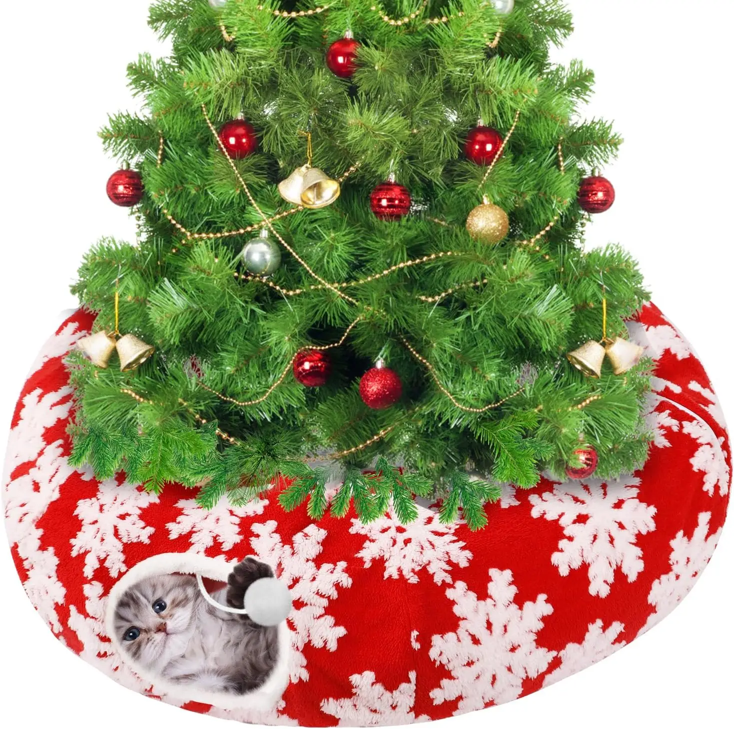 Накидка-туннель для кошек на елку (5-7,5 футов) - предотвращает падение, с узором снежинок, теплая, мягкая лежанка для кошек с противоскользящим ковриком
Накидка-туннель для кошек на елку (5-7,5 футов) - предотвращает падение, с узором снежинок, теплая, мягкая лежанка для кошек с противоскользящим ковриком