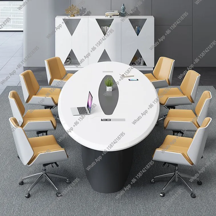 White conference table long table, simple modern small light luxury Nordic negotiation table and chair combination
White conference table long table, simple modern small light luxury Nordic negotiation table and chair combination