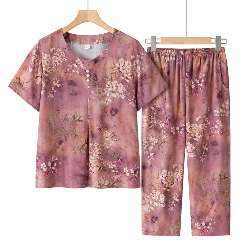 XL-4XL женские пижамные комплекты и брюк, новый топ с короткими рукавами и принтом, костюм для сна, винтажный ночной домашний костюм для мам среднего возраста
XL-4XL женские пижамные комплекты и брюк, новый топ с короткими рукавами и принтом, костюм для сна, винтажный ночной домашний костюм для мам среднего возраста