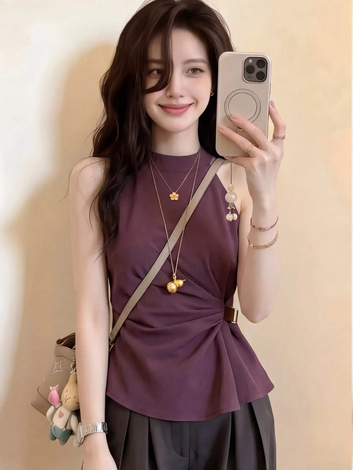 Slimming Purple Side Buckle Waist Vest Women Summer Outdoor Sleeveless Shoulder Exposure Super Beautiful Top Commute Style
Slimming Purple Side Buckle Waist Vest Women Summer Outdoor Sleeveless Shoulder Exposure Super Beautiful Top Commute Style