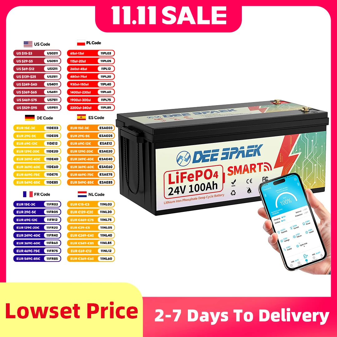 24V 100Ah LiFePO4 Battery Bluetooth With BMS 8000+Deep Cycles For Camper RV Home Energy Solar Trolling Motor 24V Lithium Battery
24V 100Ah LiFePO4 Battery Bluetooth With BMS 8000+Deep Cycles For Camper RV Home Energy Solar Trolling Motor 24V Lithium Battery