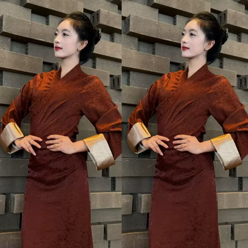 Chinese Women's Thin Cloud Brocade Tiansi Bola Dress Xizang National Style Dress
Chinese Women's Thin Cloud Brocade Tiansi Bola Dress Xizang National Style Dress