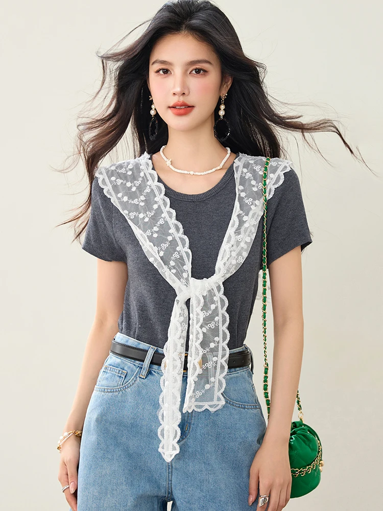 Fake Two Pieces T-shirts For Women Casual Loose Sweet Short Sleeve T-shirt Fashion Design Sense Niche O-Neck Tops
Fake Two Pieces T-shirts For Women Casual Loose Sweet Short Sleeve T-shirt Fashion Design Sense Niche O-Neck Tops
