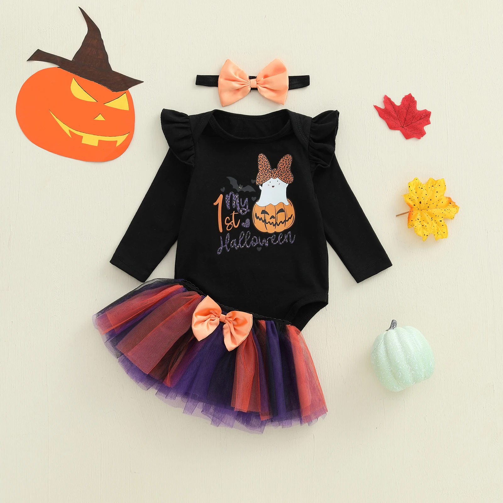 SUNSIOM 0-18 Months Baby Girl Halloween Outfit Long Sleeve Romper + Stripes Tulle Skirt + Headband Set Newborn Clothes
SUNSIOM 0-18 Months Baby Girl Halloween Outfit Long Sleeve Romper + Stripes Tulle Skirt + Headband Set Newborn Clothes