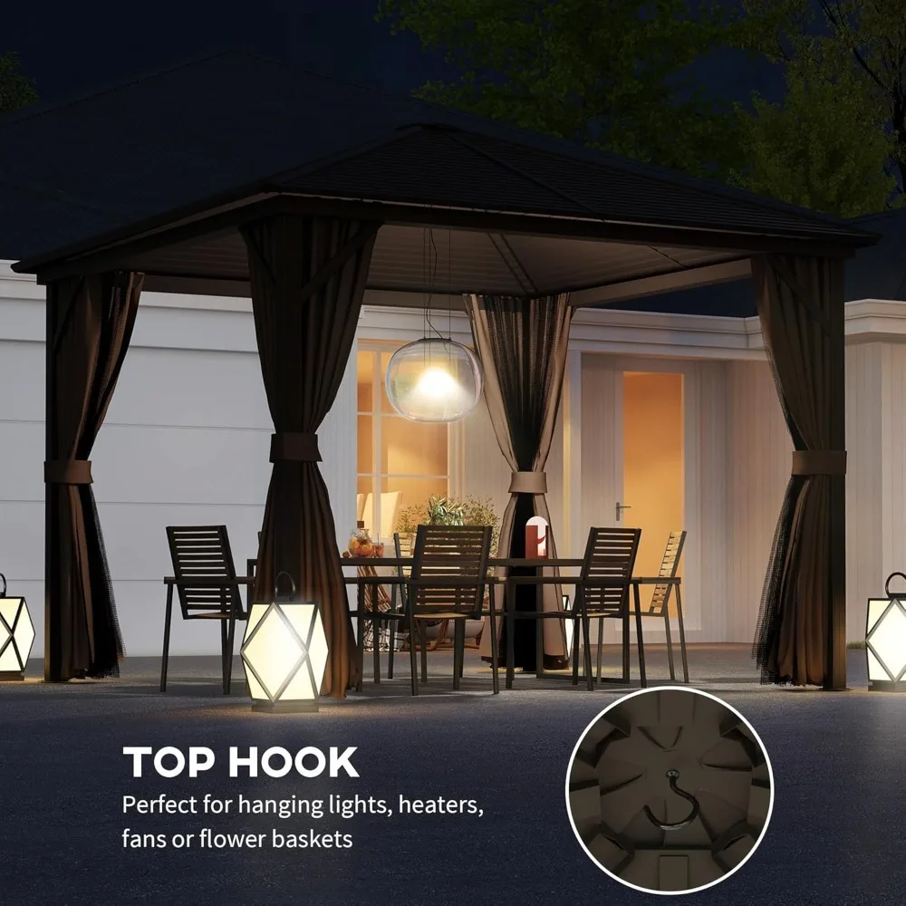 10' X 10' Hardtop Gazebo Canopy with Galvanized Steel Roof, Aluminum Frame, Permanent Pavilion Outdoor Gazebo with, Customized
10' X 10' Hardtop Gazebo Canopy with Galvanized Steel Roof, Aluminum Frame, Permanent Pavilion Outdoor Gazebo with, Customized