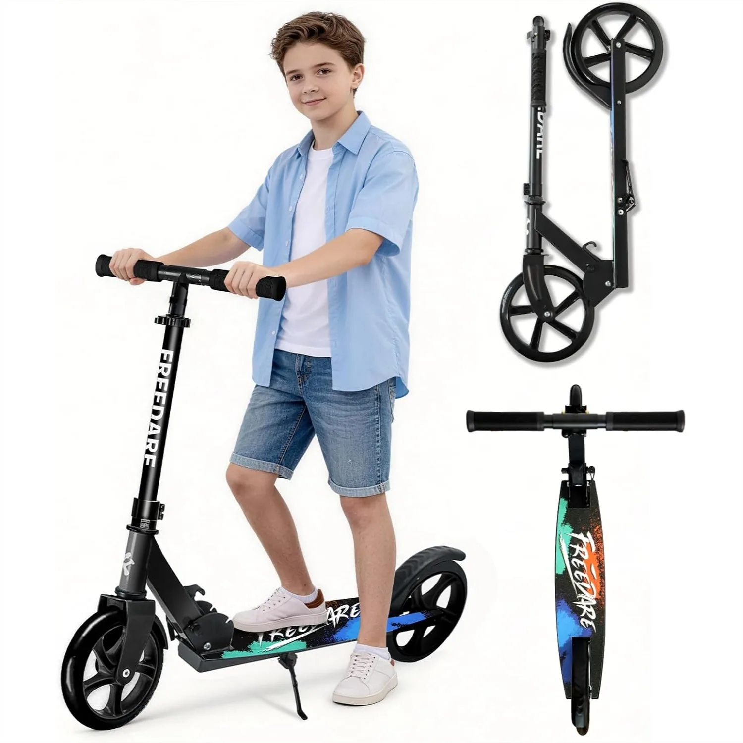 Foldable Kick Scooter for Kids & Adults Ages 8+, 8-Inch Wheels, 4-Level Adjustable Handlebar, 220 LBS Max Load
Foldable Kick Scooter for Kids & Adults Ages 8+, 8-Inch Wheels, 4-Level Adjustable Handlebar, 220 LBS Max Load