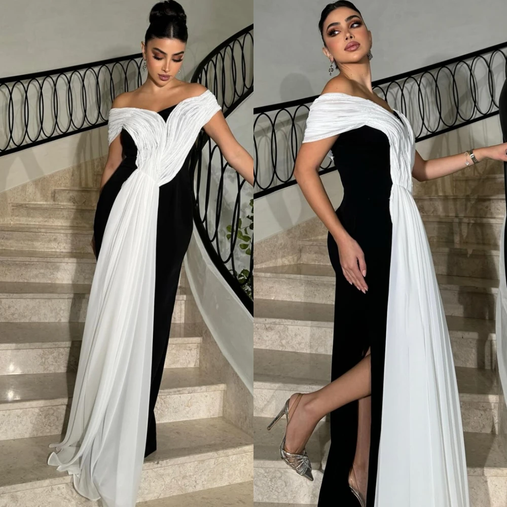 Customized Modern Boat Neck Evening Dress Fashion Contrast Color Long Sleeves Prom Dress Classic Jersey Special Occasion Gowns
Customized Modern Boat Neck Evening Dress Fashion Contrast Color Long Sleeves Prom Dress Classic Jersey Special Occasion Gowns