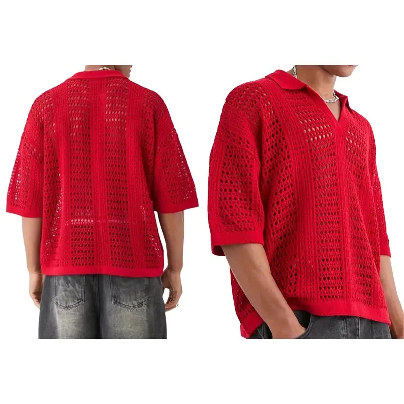 NEW-Men's Crochet Knit Shirt Short Sleeve Hollow Out Collared Summer Shirt Top Vintage Vacation Wear
NEW-Men's Crochet Knit Shirt Short Sleeve Hollow Out Collared Summer Shirt Top Vintage Vacation Wear
