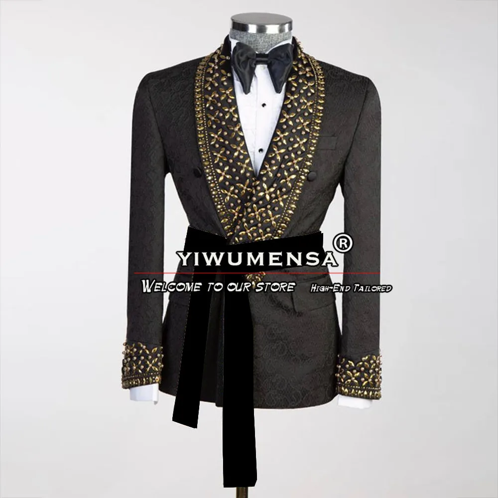 Wedding Suits For Men Custom Made Slim Fit Black Floral Jacket Trousers 2 Pieces Groom's Tuxedos Prom Blazers With Velvet Belt
Wedding Suits For Men Custom Made Slim Fit Black Floral Jacket Trousers 2 Pieces Groom's Tuxedos Prom Blazers With Velvet Belt