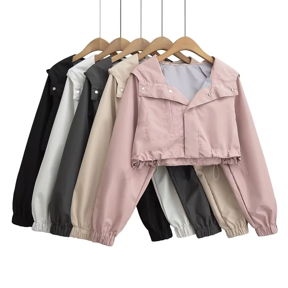 Women's European American Style Autumn Long Sleeve Hooded Ultra Short Coat Jacket Drawstring Waist Mini Length
Women's European American Style Autumn Long Sleeve Hooded Ultra Short Coat Jacket Drawstring Waist Mini Length