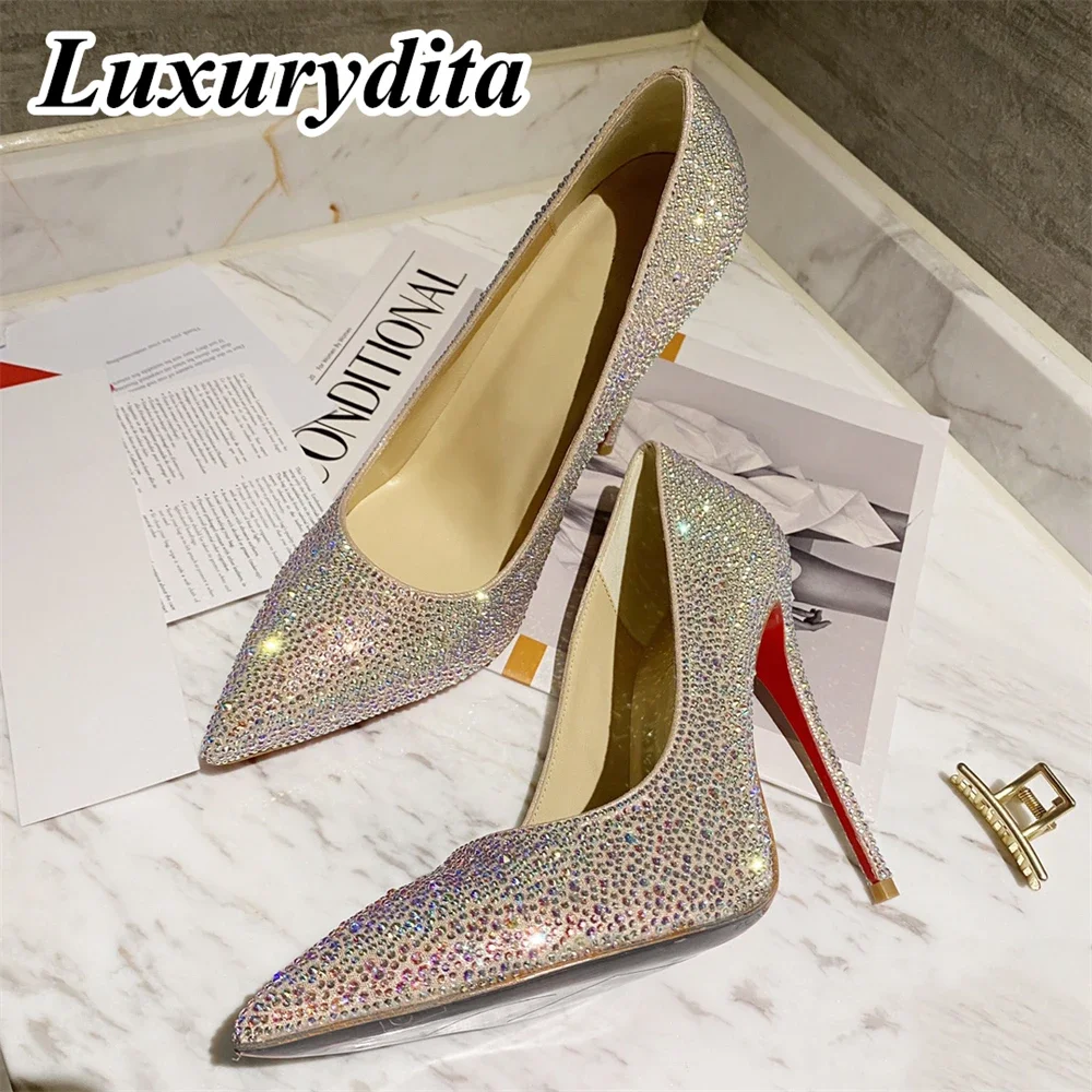 Top Quality Womens High Heels 0-12cm Luxury Ladies Crystal Sandals Classic Designer Red Heel Real Leather soled Mules Shoes 1349
Top Quality Womens High Heels 0-12cm Luxury Ladies Crystal Sandals Classic Designer Red Heel Real Leather soled Mules Shoes 1349