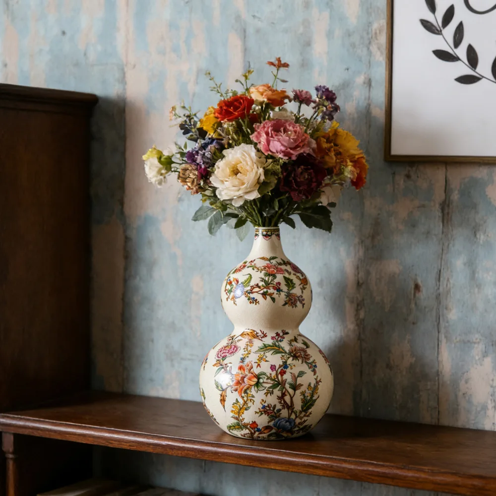 HYS gourd ceramic vase - floral arrangement, home decor, entryway display
HYS gourd ceramic vase - floral arrangement, home decor, entryway display