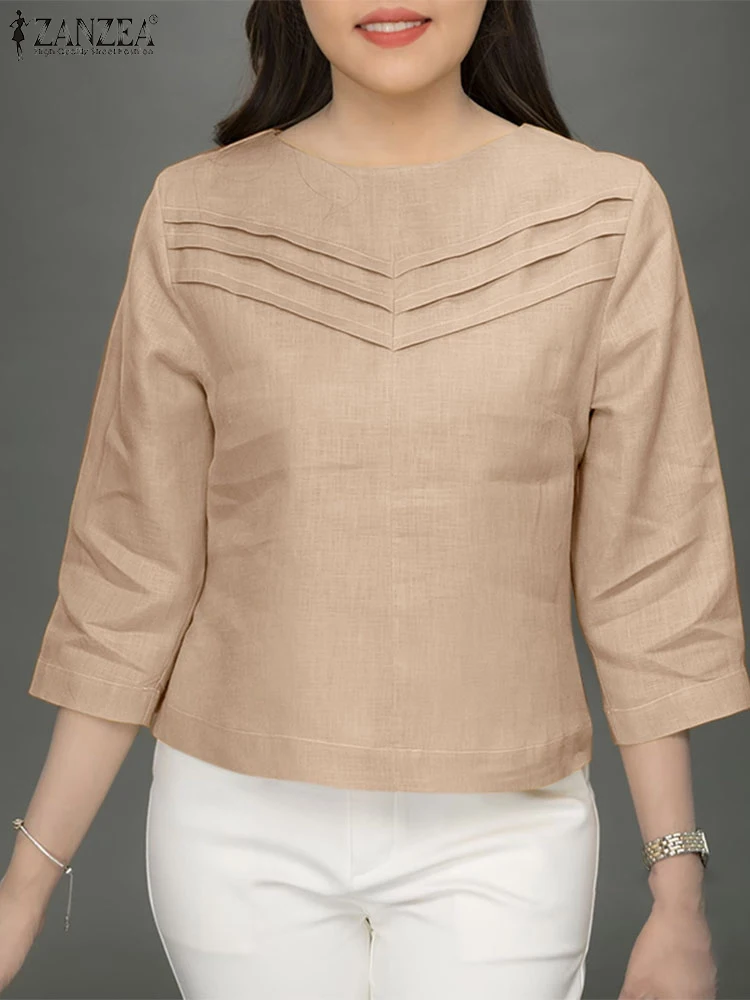 ZANZEA Women Solid Pleating Blouse Fashion Loose 3/4 Sleeve Tunics Holiday Summer Short Tops 2024 Vintage Waisted O-neck Blusas
ZANZEA Women Solid Pleating Blouse Fashion Loose 3/4 Sleeve Tunics Holiday Summer Short Tops 2024 Vintage Waisted O-neck Blusas