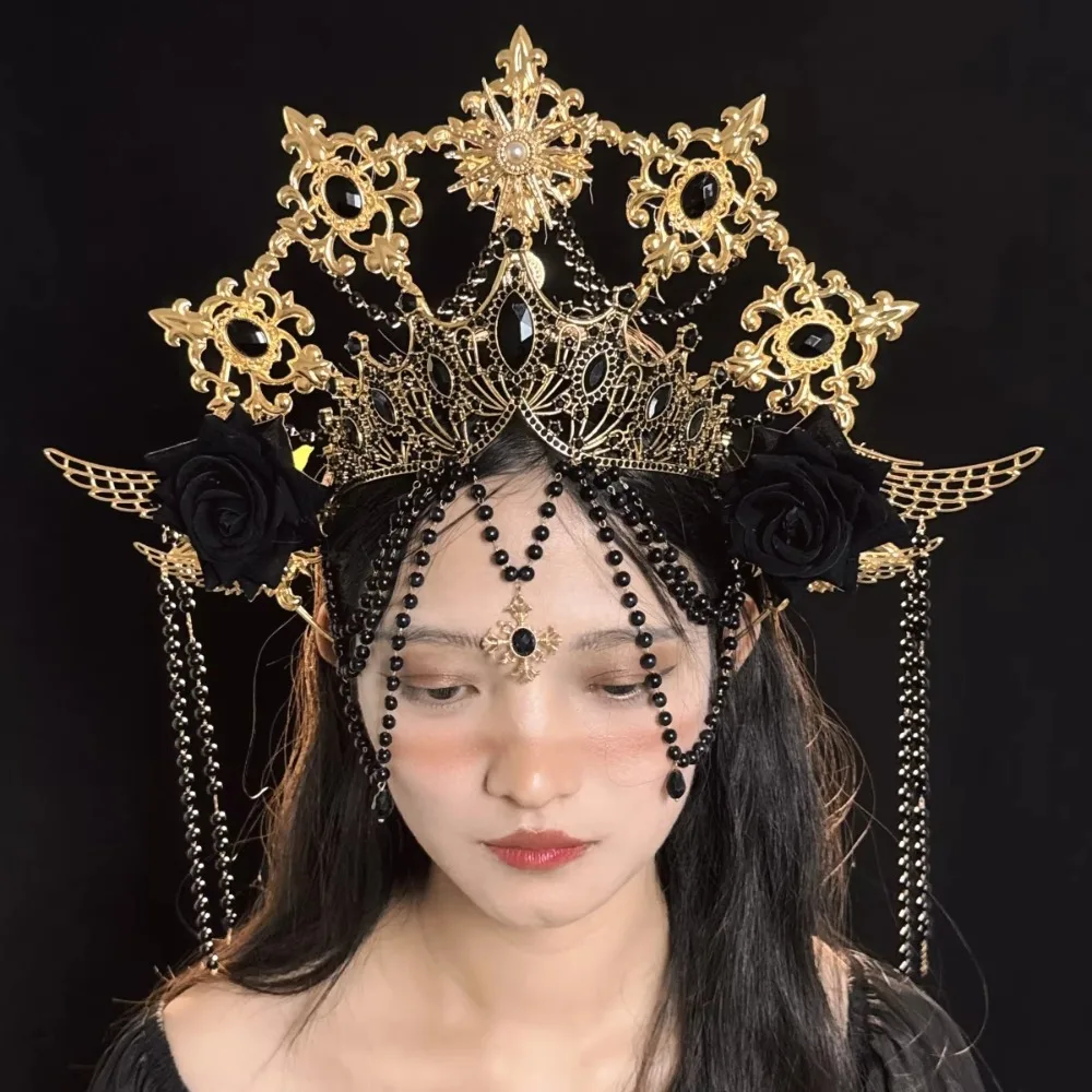 Luxury Baroque Rhinestone Crown Elegant Stage Performance Gothic Crowns Headpiece Sacred Hair Ornaments Goddess Halo Headwear
Luxury Baroque Rhinestone Crown Elegant Stage Performance Gothic Crowns Headpiece Sacred Hair Ornaments Goddess Halo Headwear